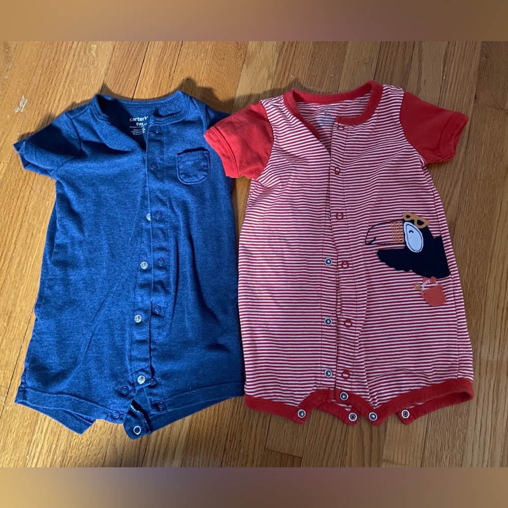 Carter's Blue and Red Baby Rompers Set